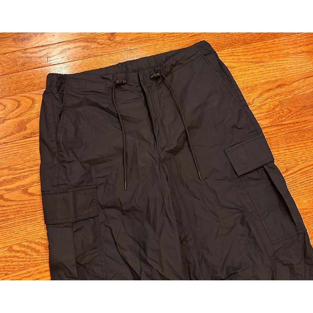 GAP Cargo Pants Mens Large 29" Black Paratrooper Baggy Street Y2K Elastic Waist - Picture 2 of 16